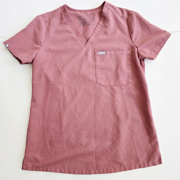 Figs Scrub Catarina One Pocket Top & Zamora High Waisted Jogger Mauve - Picture 3 of 6